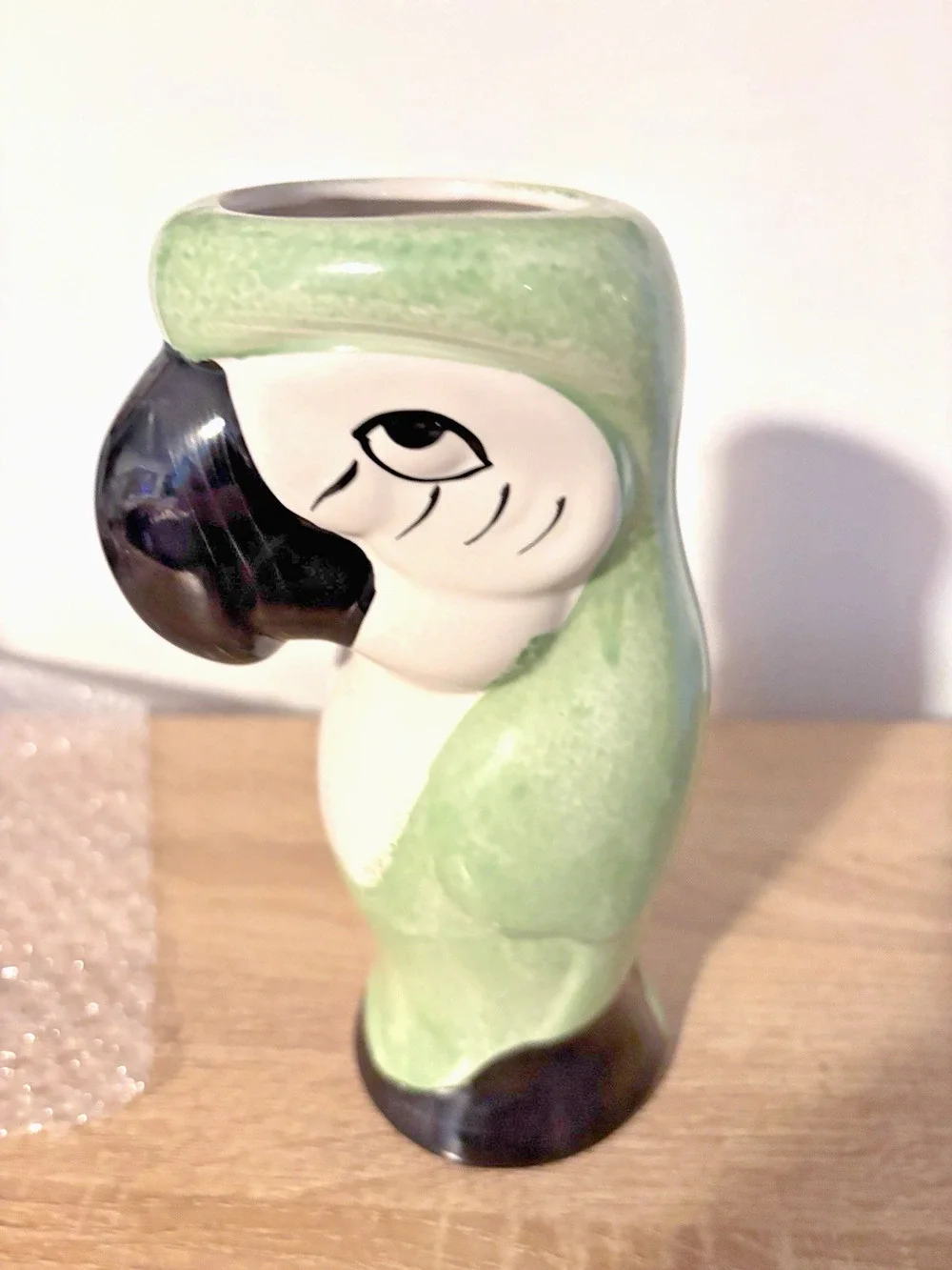 Ceramic Macaw Parrot 8” Vase light Green Tiki Mug